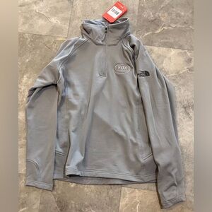 North Face Jacket 1/4 Zip Fleece Lined Pullover Long Sleeve Gray Lg Wmn Fox Logo